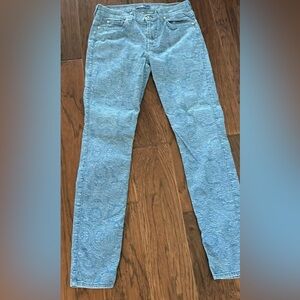 7 For All Mankind light blue slim skinny paisley stretch jeans size 27